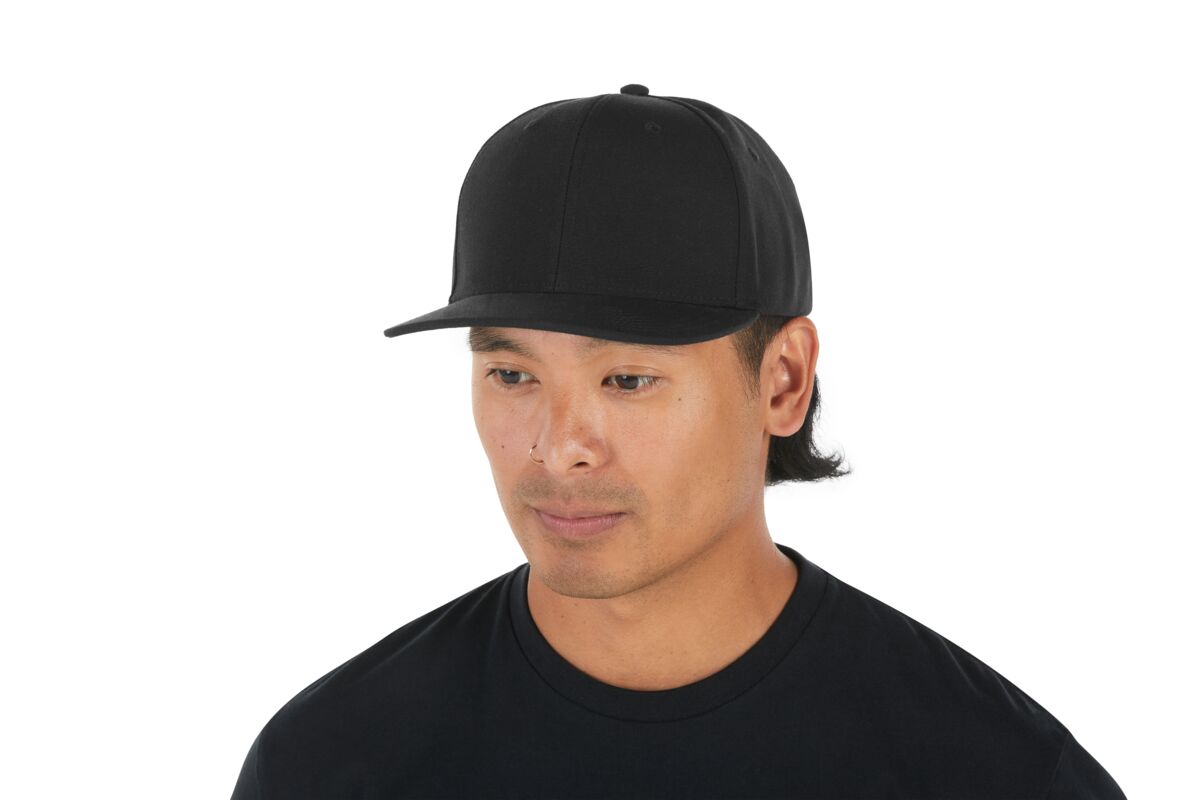 recycled-poly-classic-6-panel-hat-f7 WebPDP-HAT001002_Recycled_Poly_Classic_6Panel_Hat_Black_Studio_Harper_Studios_0723_Side_2__HAT001002OS.jpg